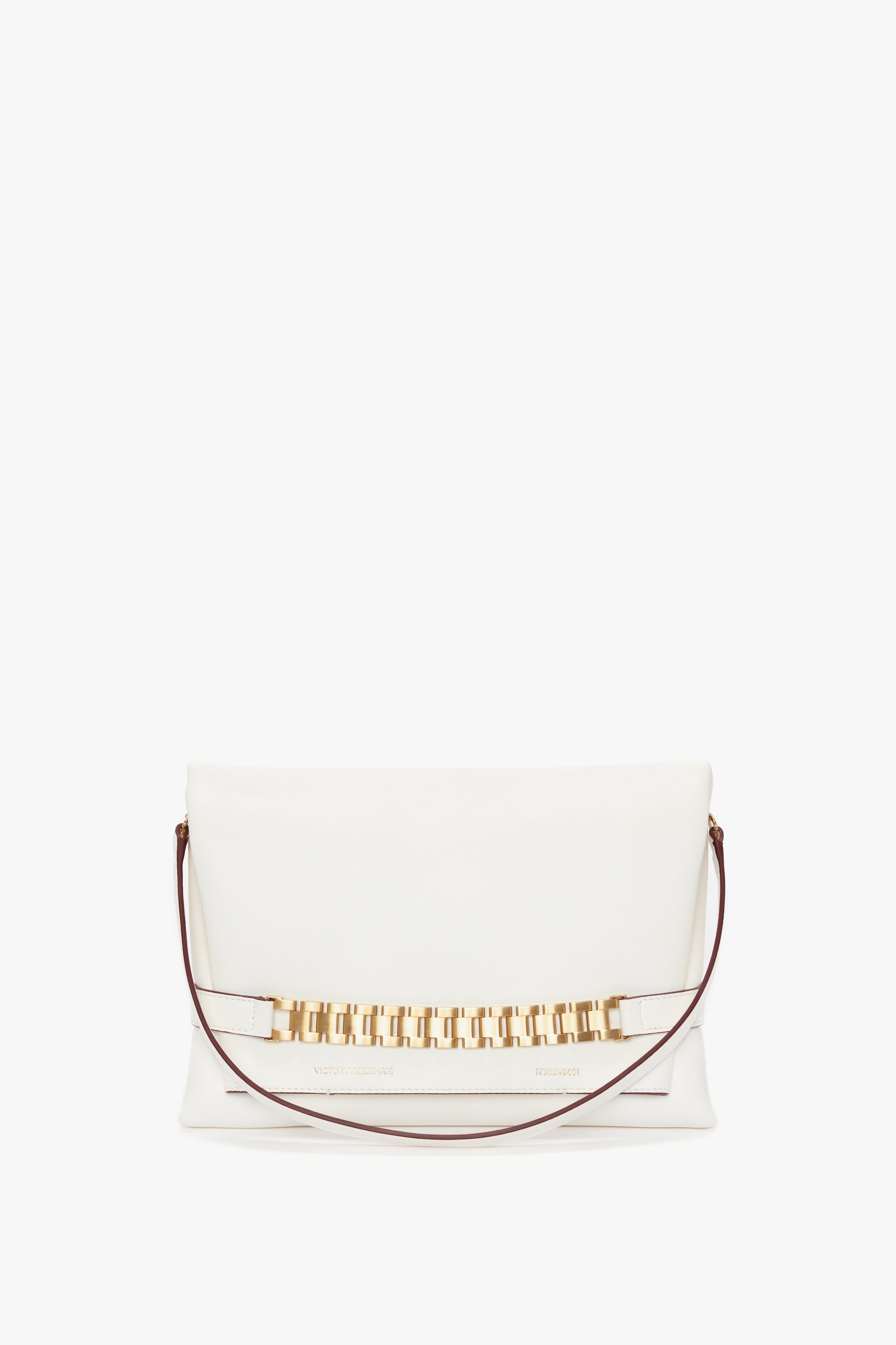 Chain Pouch with Strap In White Leather - 5