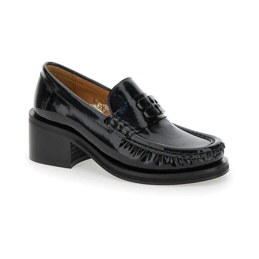 【関税＆送料込み】Ganni 'Butterfly' Black Loafers With Ton Black Black Butterfly Logo Loafers | GANNI US