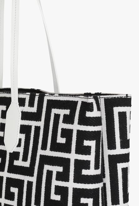 Large-sized bicolor white and black jacquard Folded Shopping bag - 8