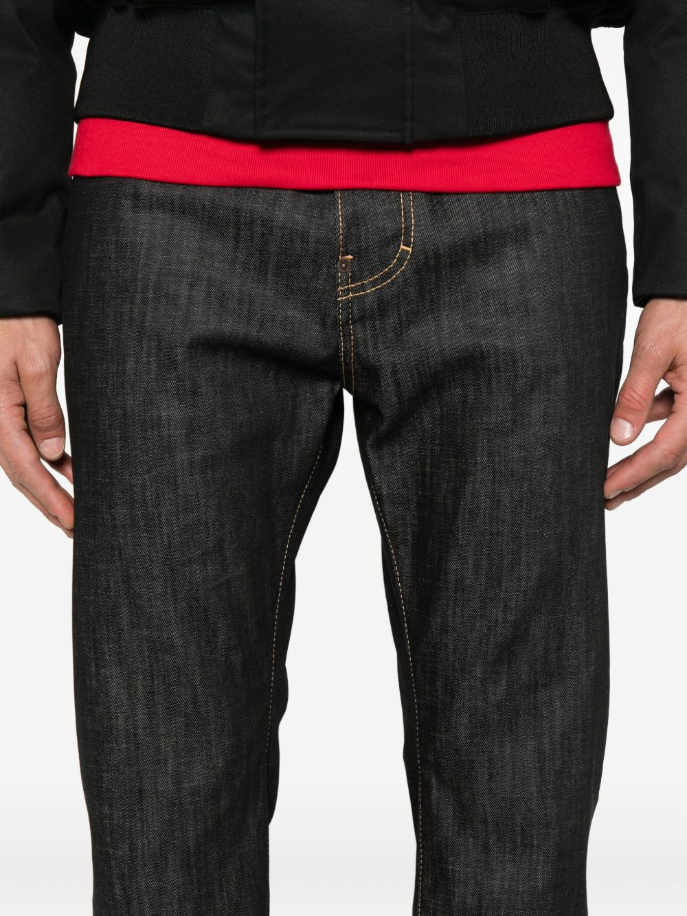 cotton contrast-stitch jeans - 5