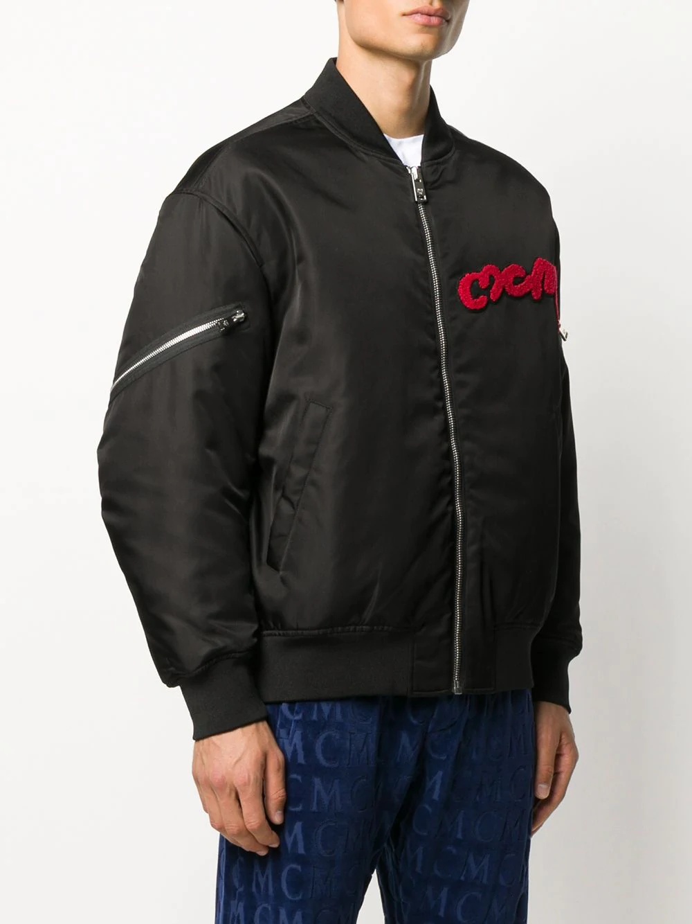 logo patch bomber jacket - 3