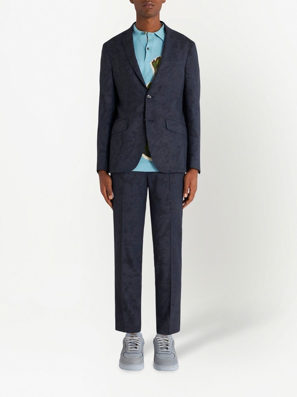patterned-jacquard single-breasted blazer - 2