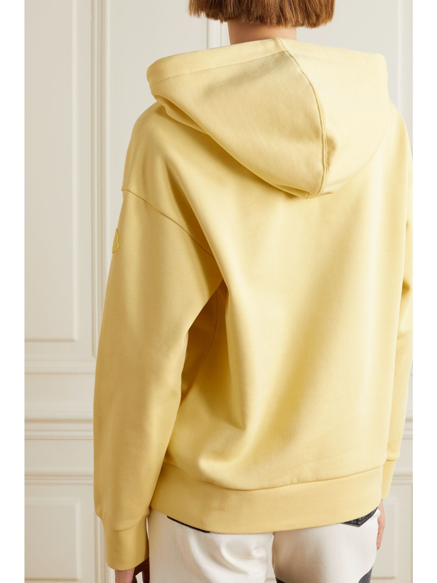 Printed cotton-blend jersey hoodie Yellow - 4