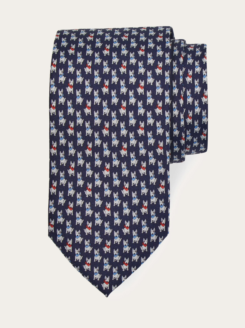 Terrier print silk tie - 1