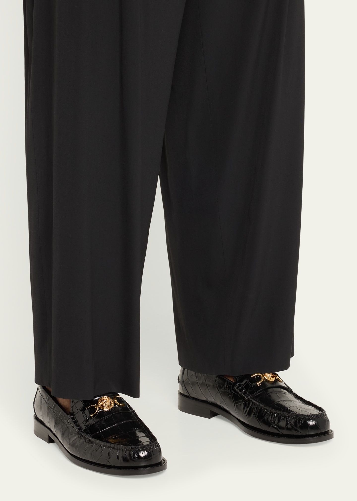 Men's Croc-Effect Medusa Coin Bit Loafers - 2