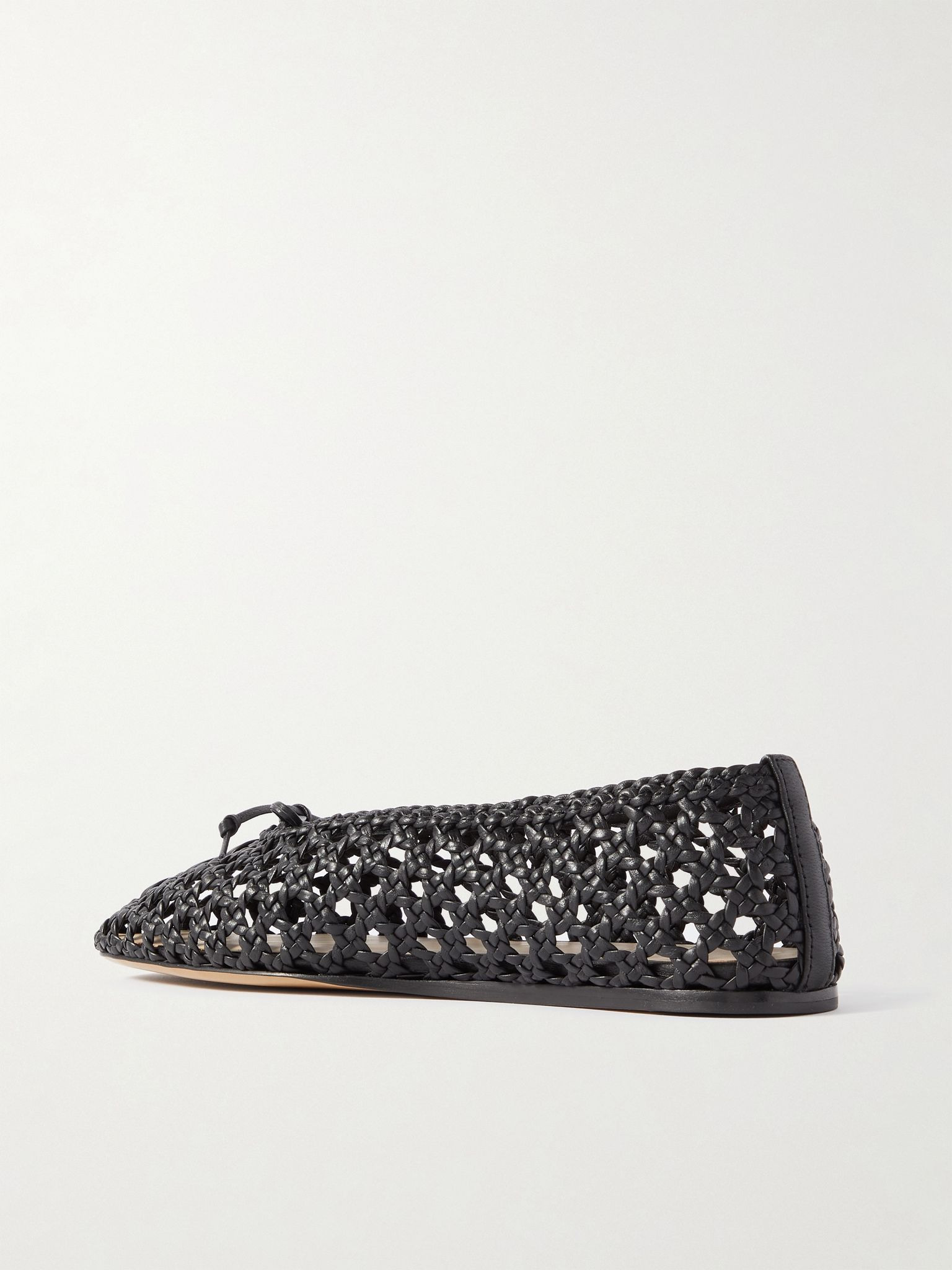 Regency bow-embellished woven leather ballet flats Black - 3