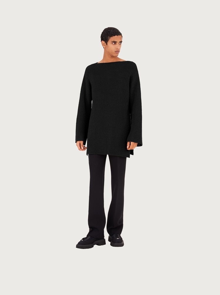 OVERSIZE BOAT NECK SWEATER - 5