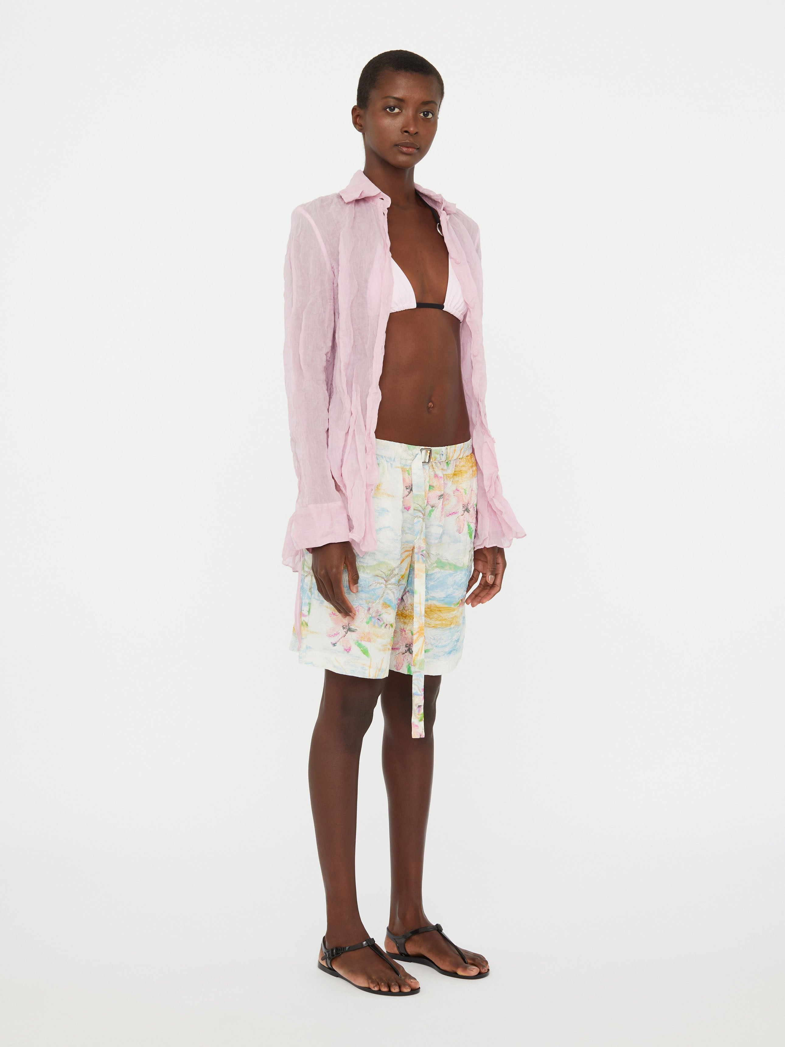 Crushed Side Tie Shirt - 3
