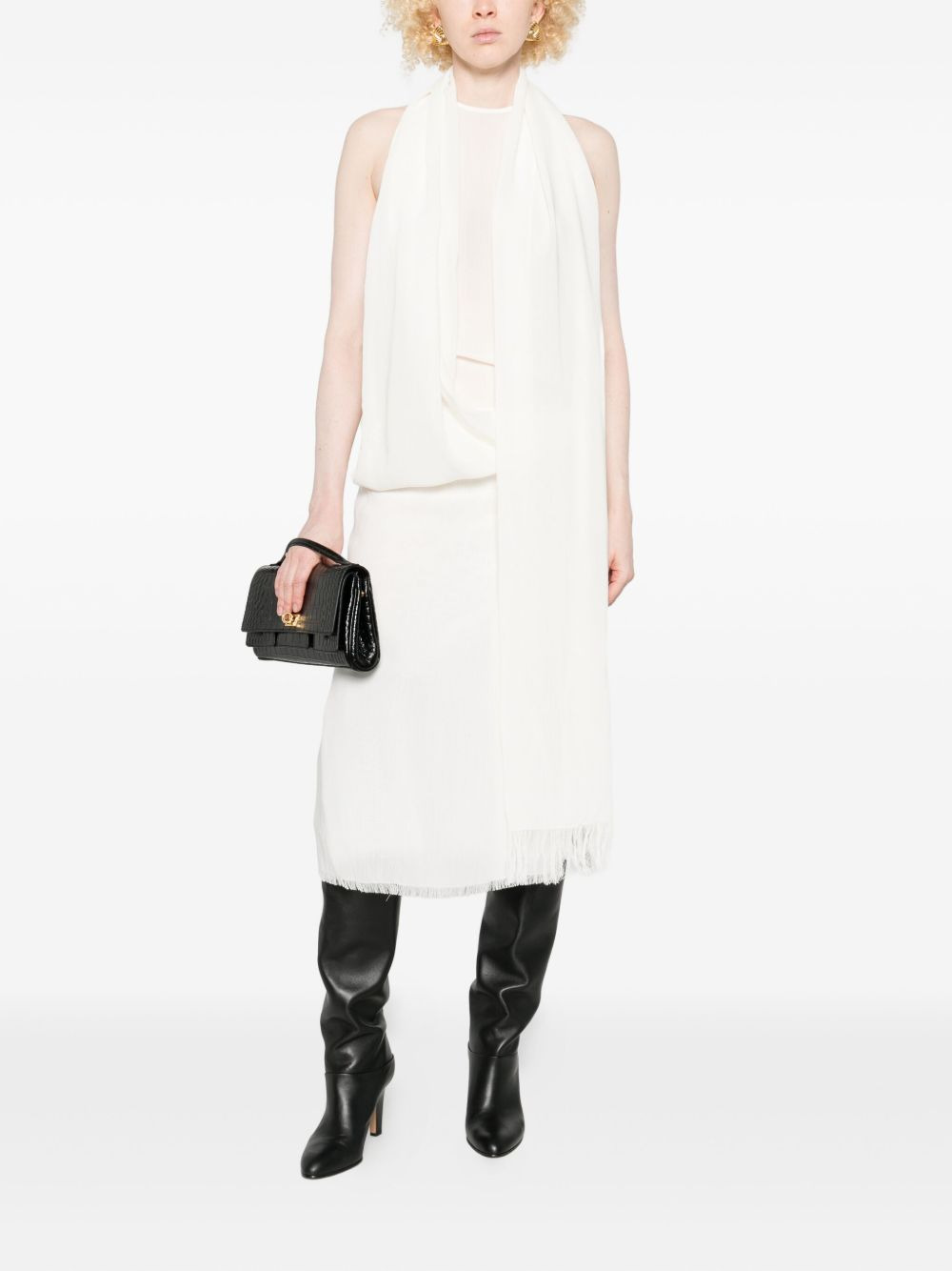 frayed-edge draped dress - 2