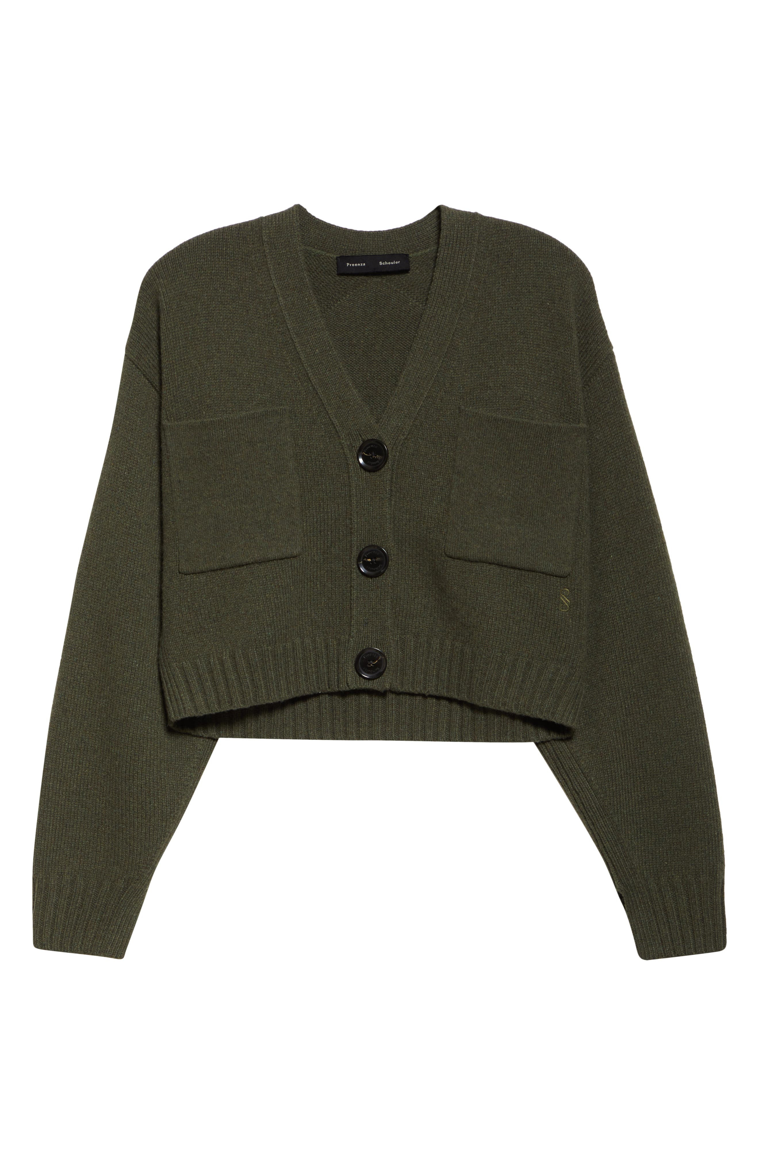 Proenza Schouler Sofia Oversize Cashmere & Wool Crop Cardigan in Fatigue at Nordstrom - 5