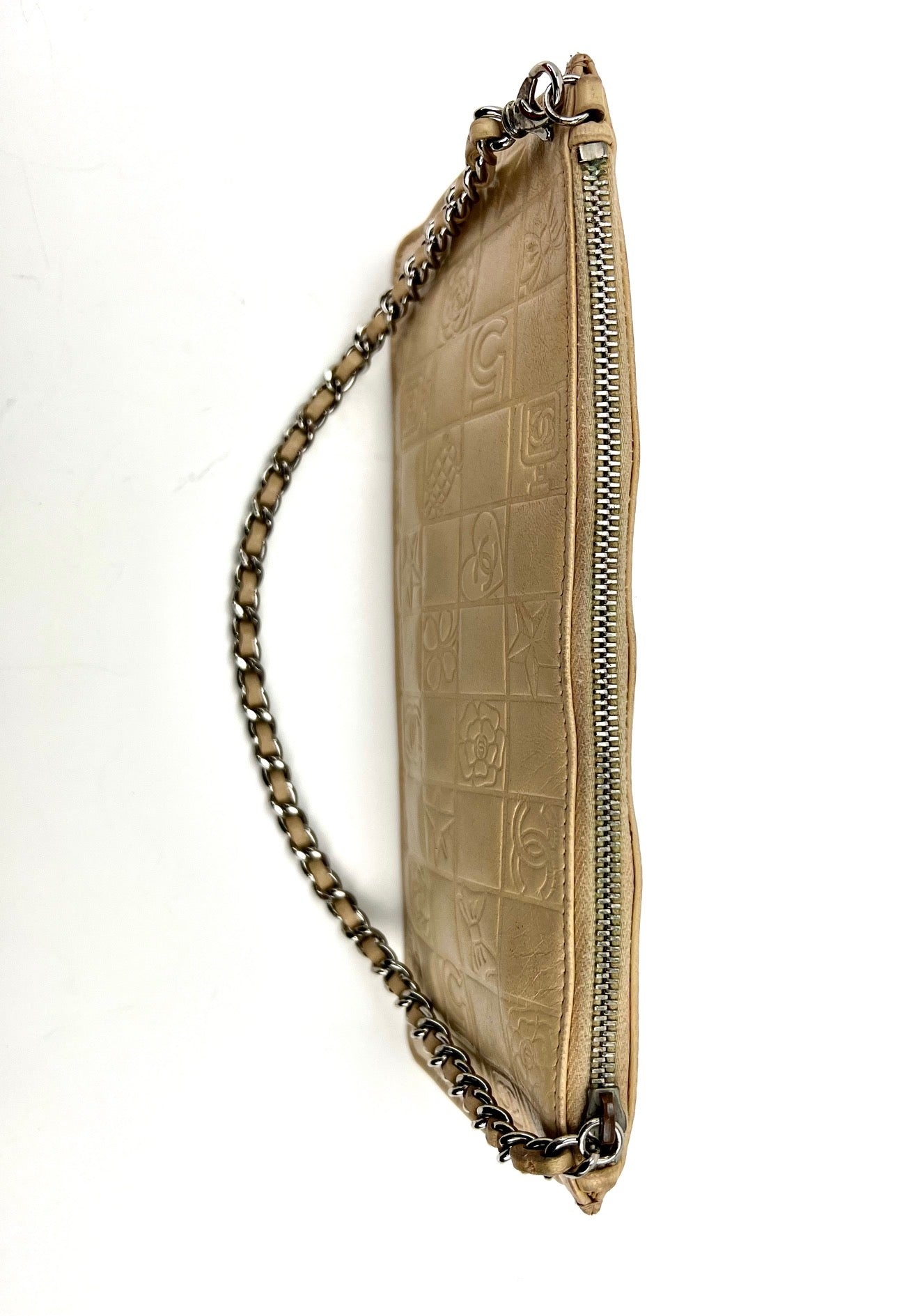 CHANEL Bag Lucky Symbols Pochette Quilted Beige Lambskin Shoulder Wristlet Preowned - 5