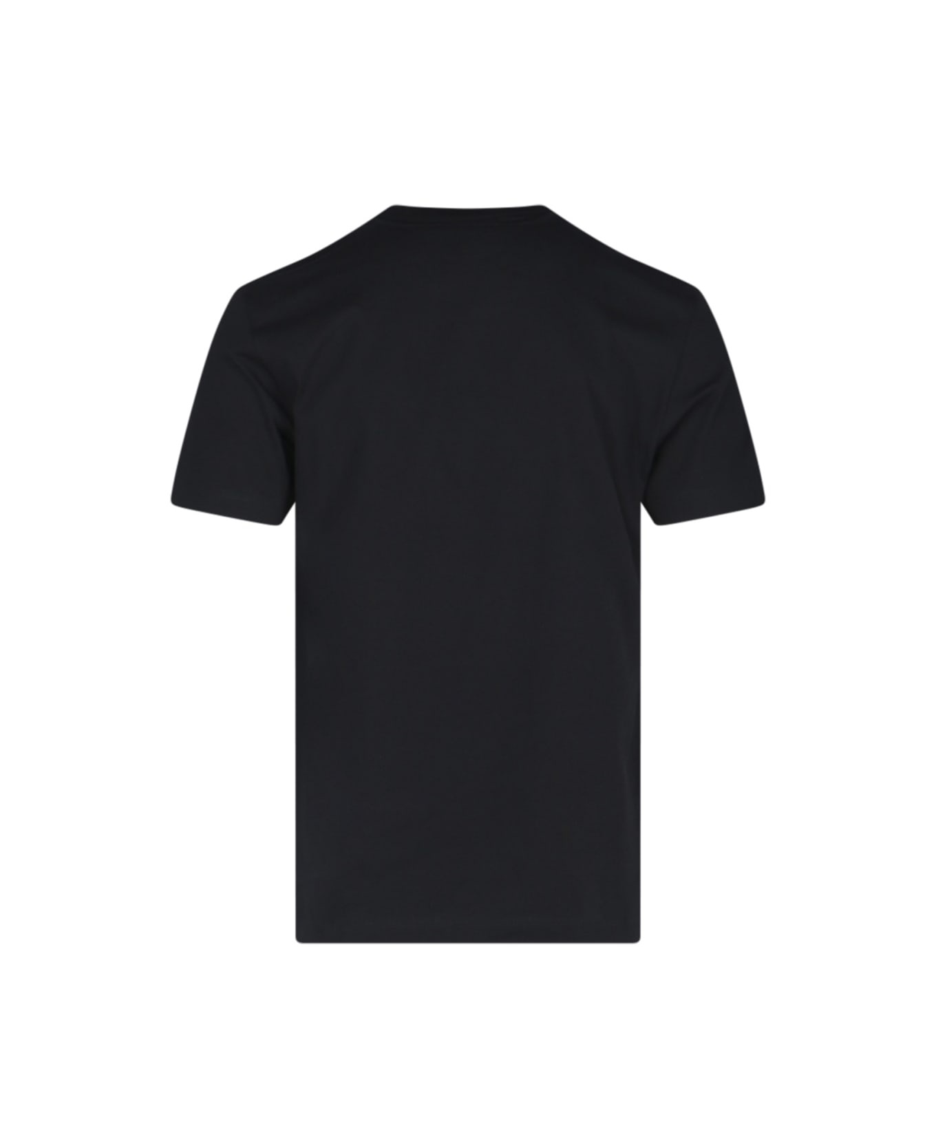 Black Crewneck T-shirt With Contrasting Logo Lettering Print In Cotton Man - 3