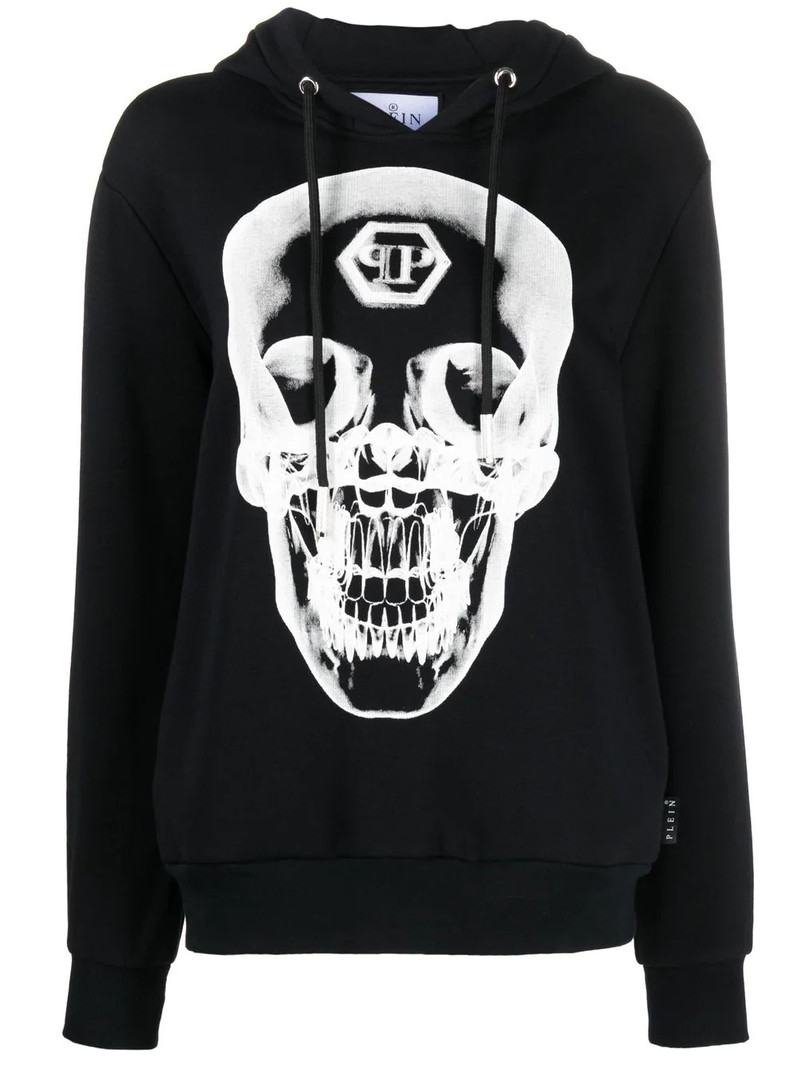 skull-print cotton hoodie 1