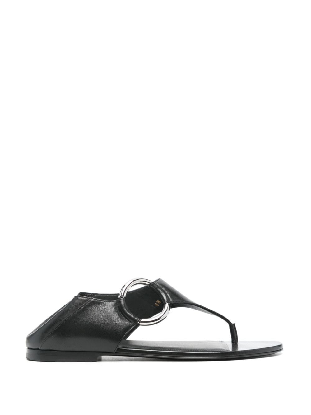 ring leather flat sandals - 5