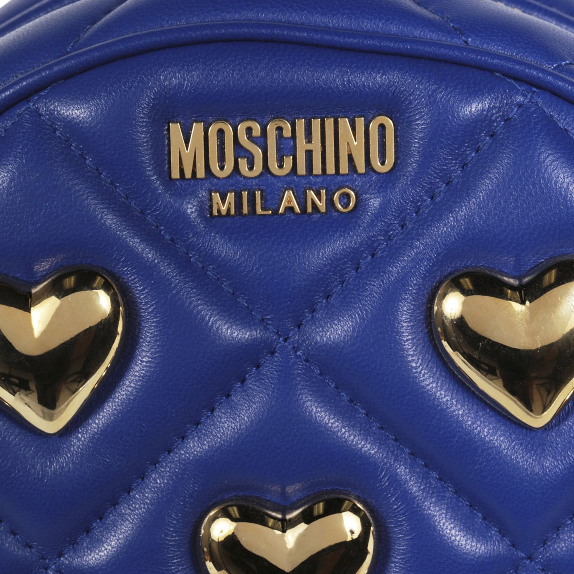 Moschino Heart Studs Quilted Crossbody Bag 'Blue' - 3