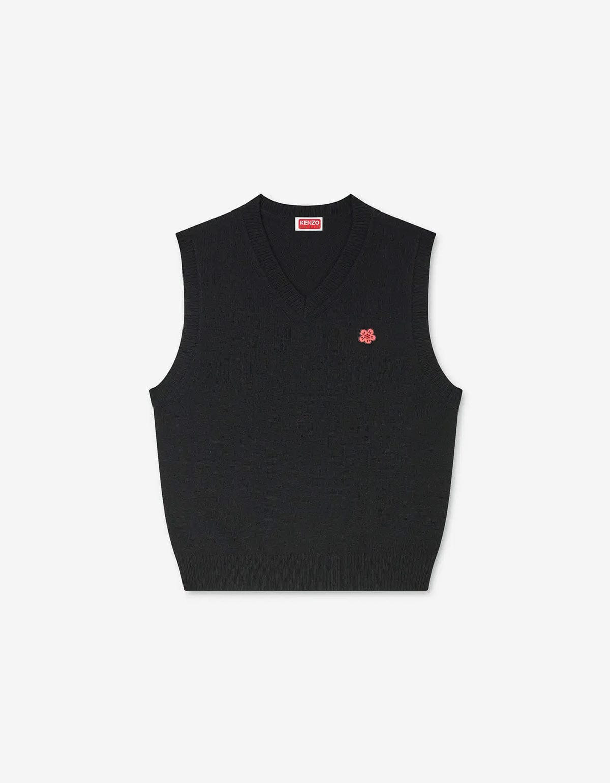 Kenzo Black Boke Flower Embroidered Sleeveless Wool Jumper - 1