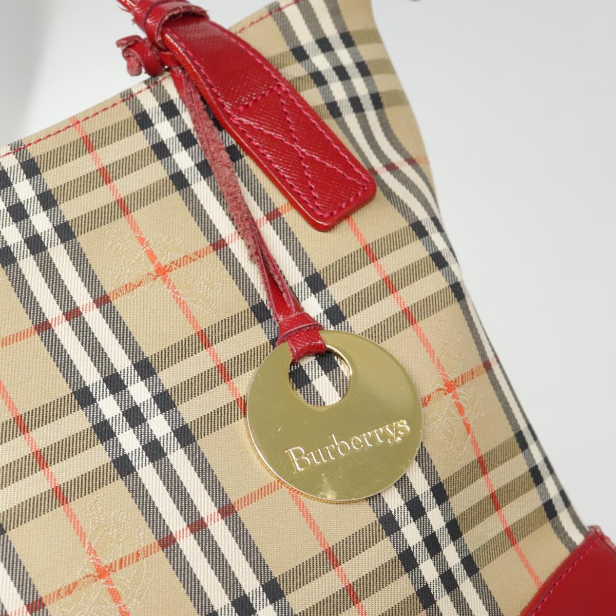 Burberry Nova Check Tote Bag Canvas Leather Beige Gold - 14