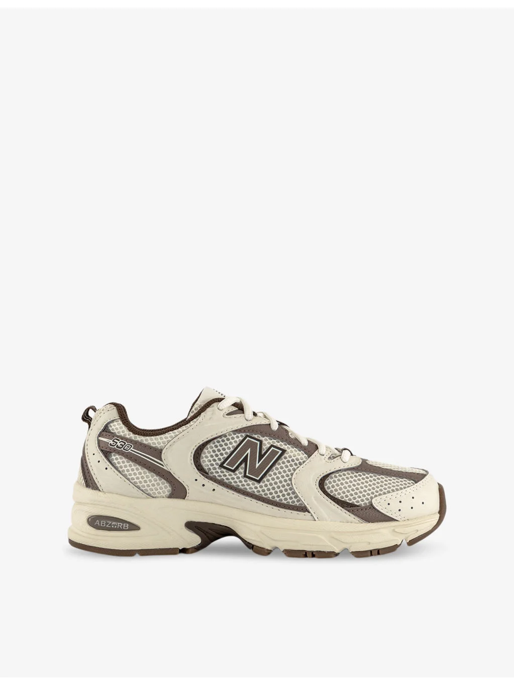 MR530 logo-embossed leather and mesh low-top trainers - 1