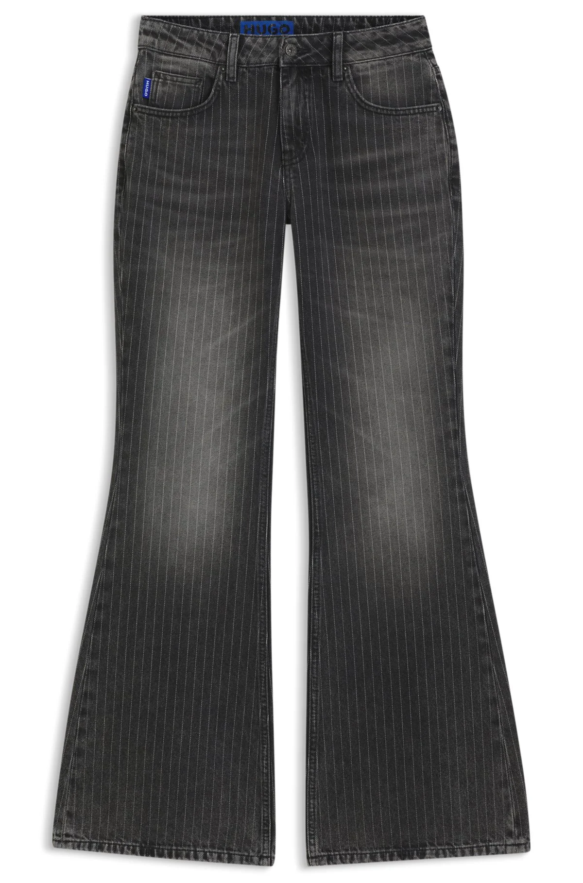 BOOTCUT MID-RISE JEANS IN PINSTRIPED COTTON BLEND - 1