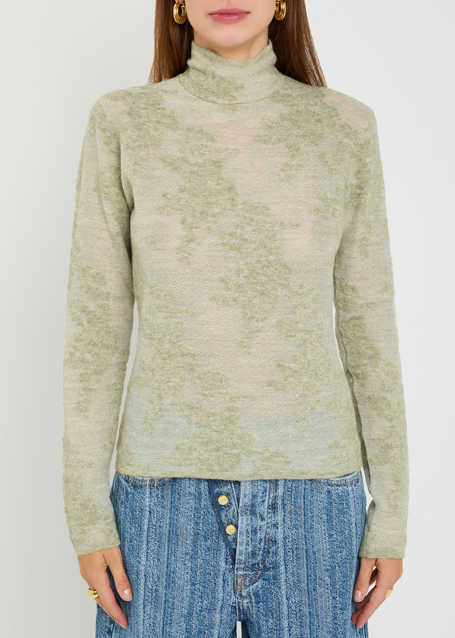 Ganni Floral-intarsia Semi-sheer Knit top - 2