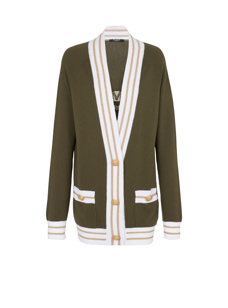 Cashmere cardigan with Balmain logo 1