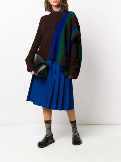 sacai open-knit contrast panel jumper outlook