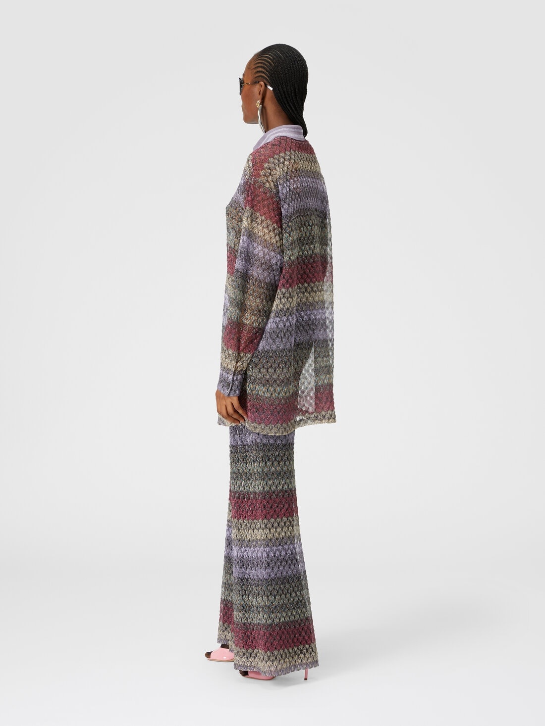 Oversized shirt with lamé lace pattern - 3