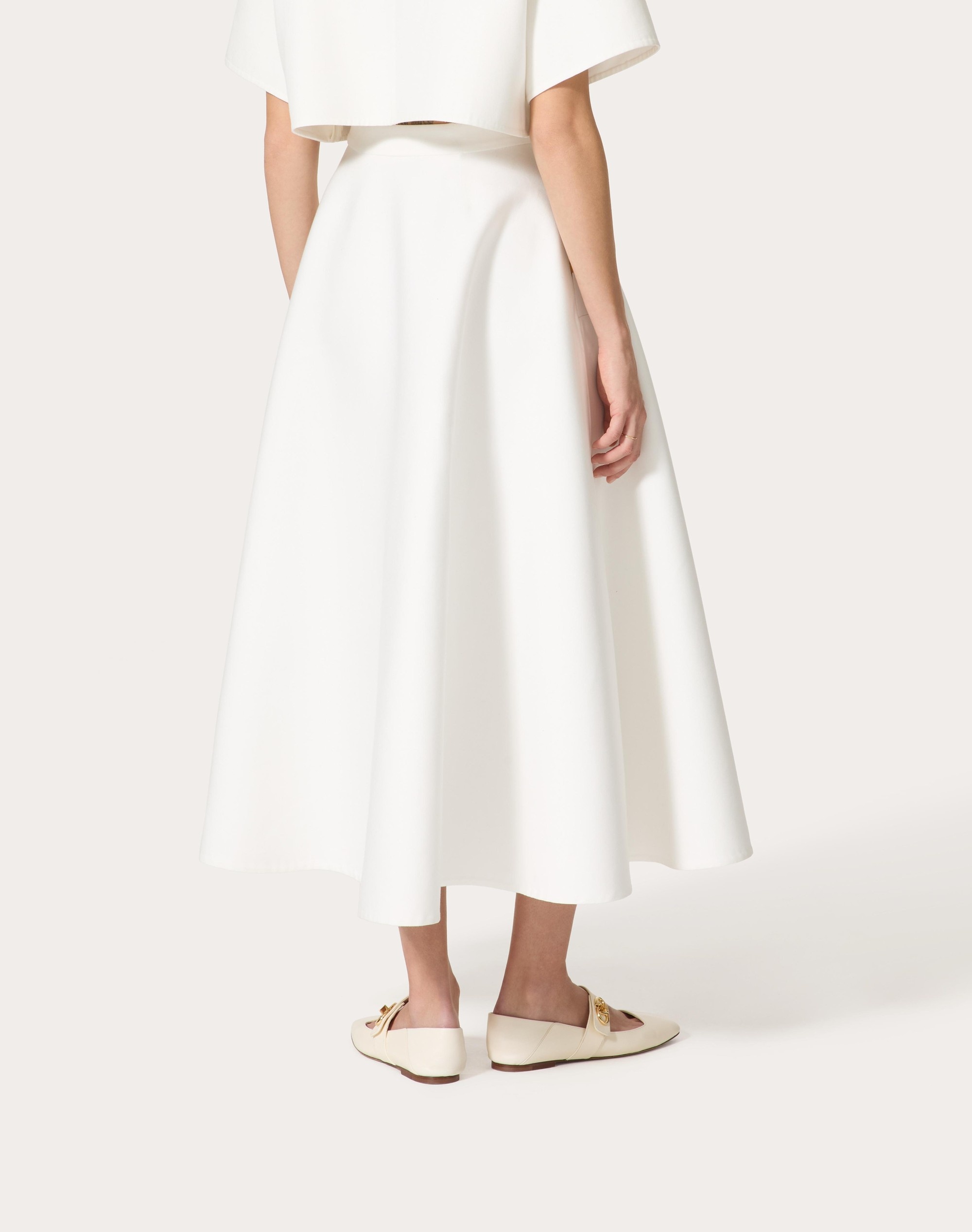 LIGHT DOUBLE SPLITTABLE GABARDINE MIDI SKIRT - 4