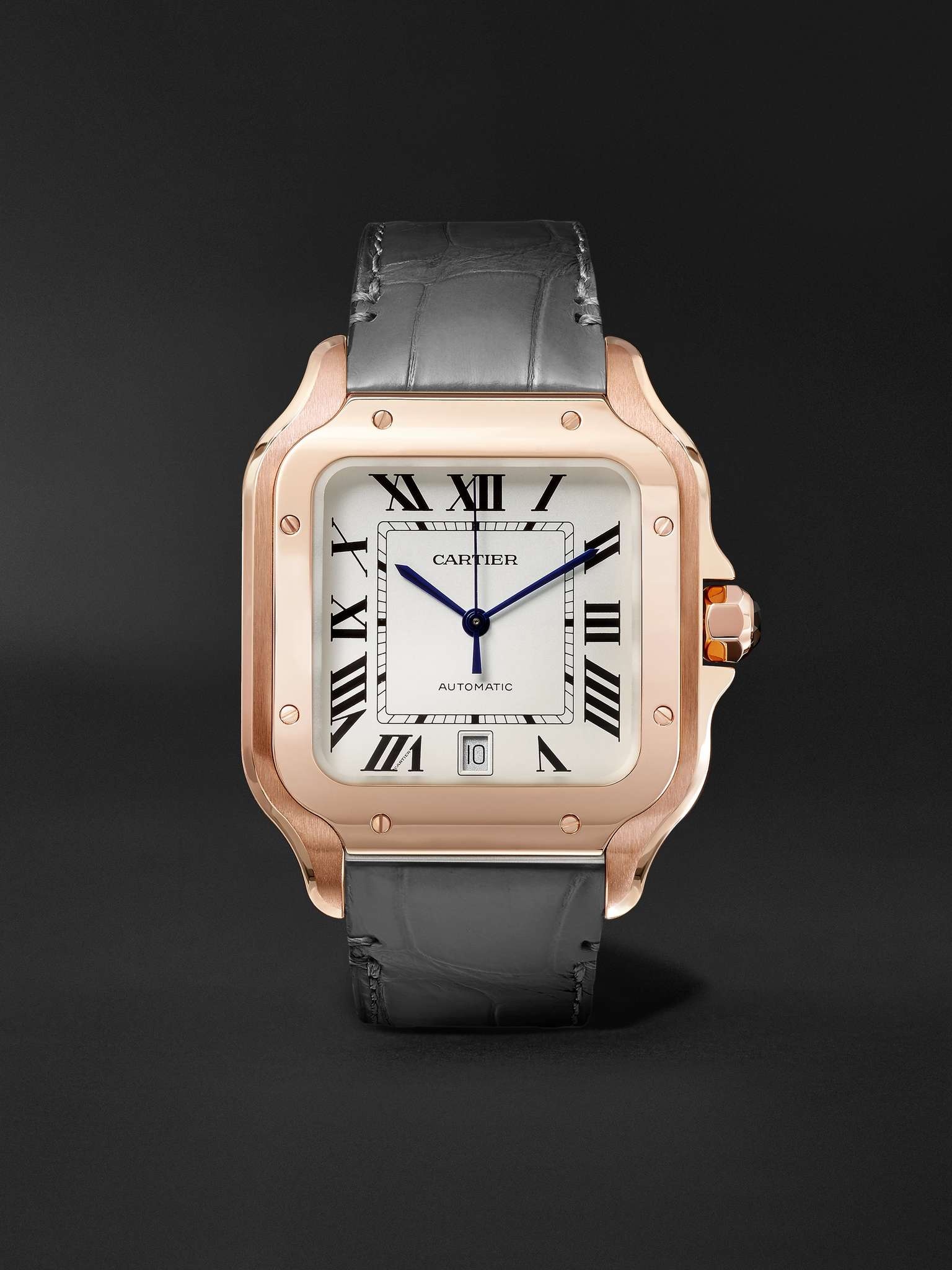 Santos Automatic 39.8mm 18-Karat Pink Gold Interchangeable Alligator Watch, Ref. No. WGSA0007 - 3