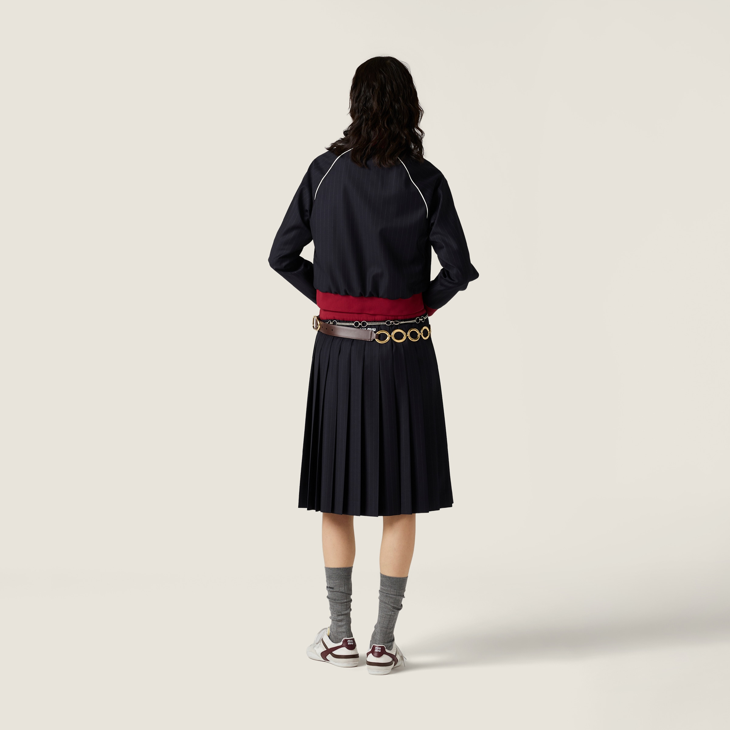 Pleated Pinstripe midi skirt - 3
