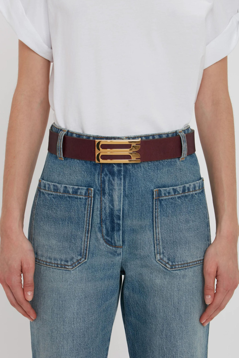 Victoria Beckham Jumbo Frame Belt In Burgundy Leather outlook