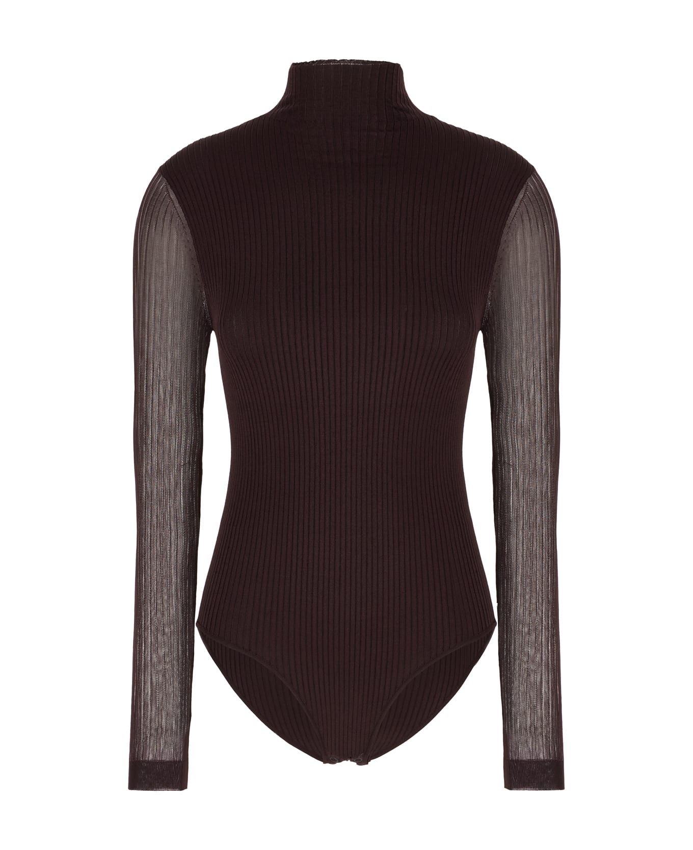 Aubergine Stretch Viscose Blend Bodysuit - 1