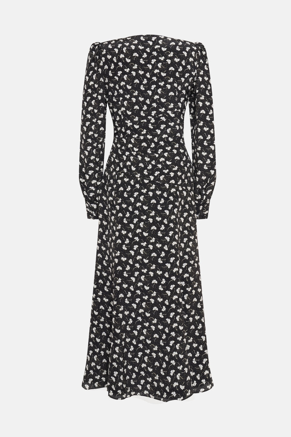 CLOVER PRINT SILK DRAPED DRESS WITH JWL BUTTONS - 2