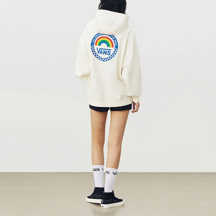 (WMNS) Vans Anaheim Rainbow Oversized Hoodie 'White' VN0A5AUEFS8 - 4