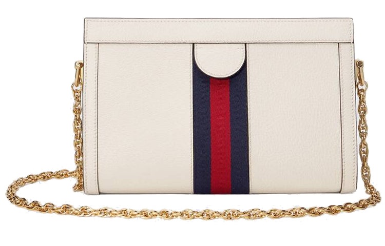 (WMNS) Gucci Ophidia Gold Logo Stripe Webbing Leather Chain Shoulder Messenger Bag Small White Class - 2