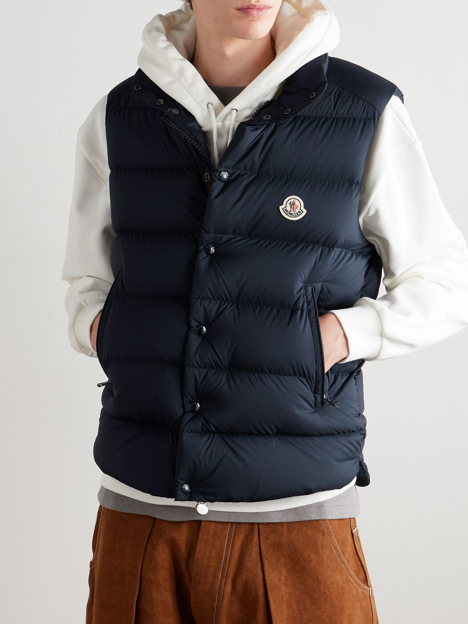 Tibb Logo-Appliquéd Quilted Shell Down Gilet Navy - 3