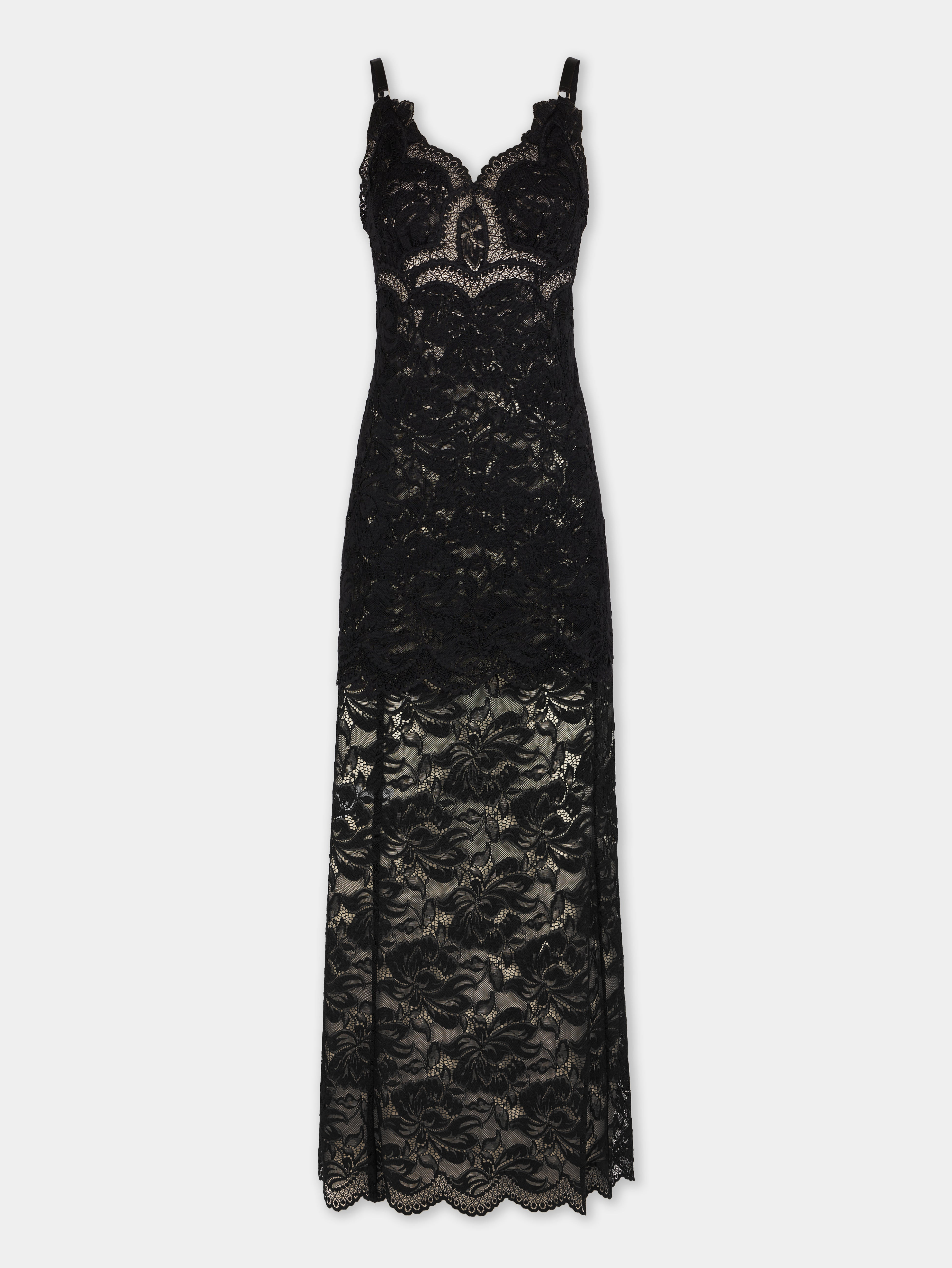 BLACK LONG DRESS IN LACE - 7