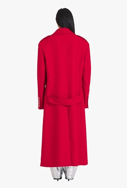 Long red wool coat - 3