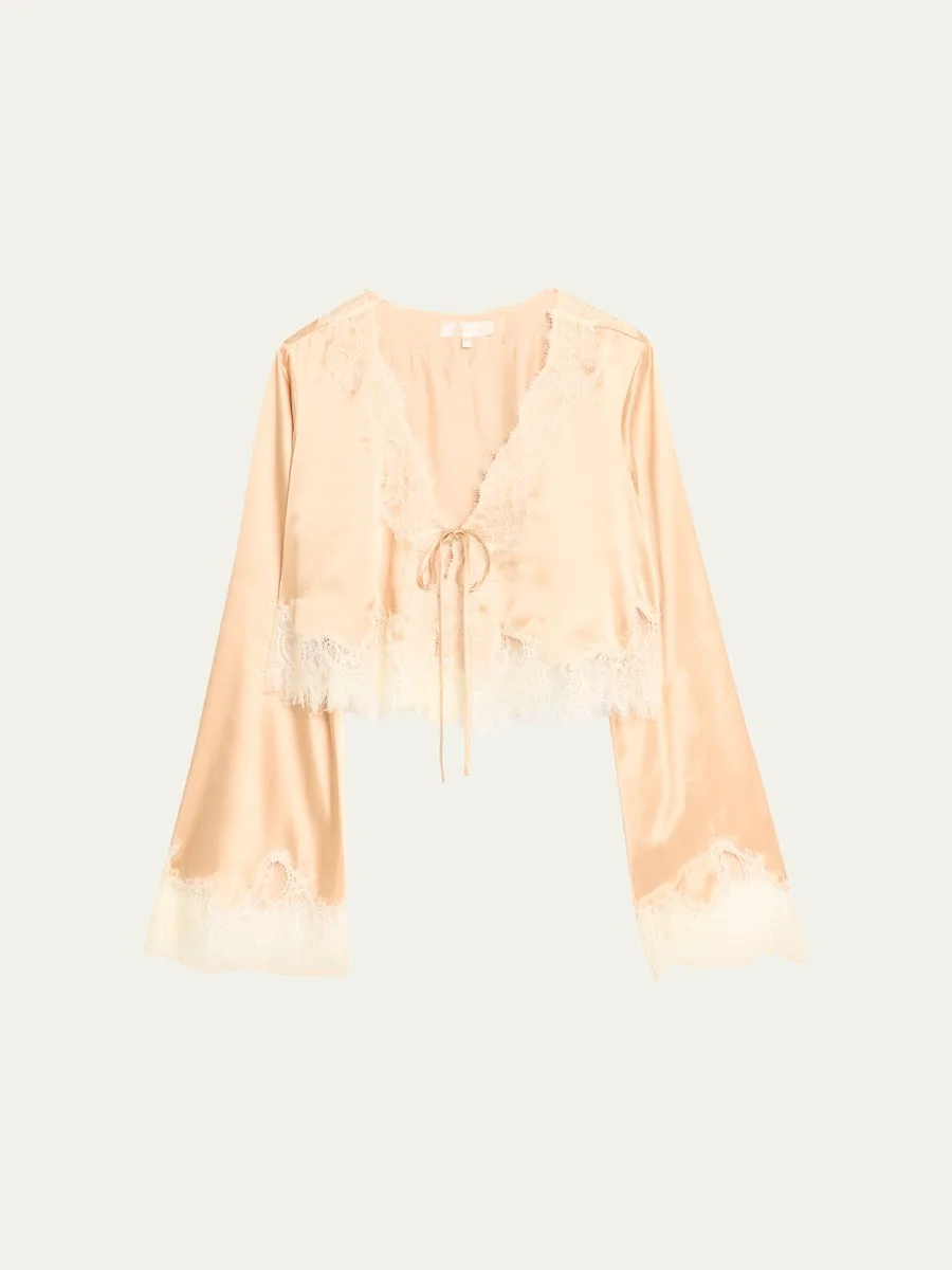 Kately Lace-Trim Satin Top - 1