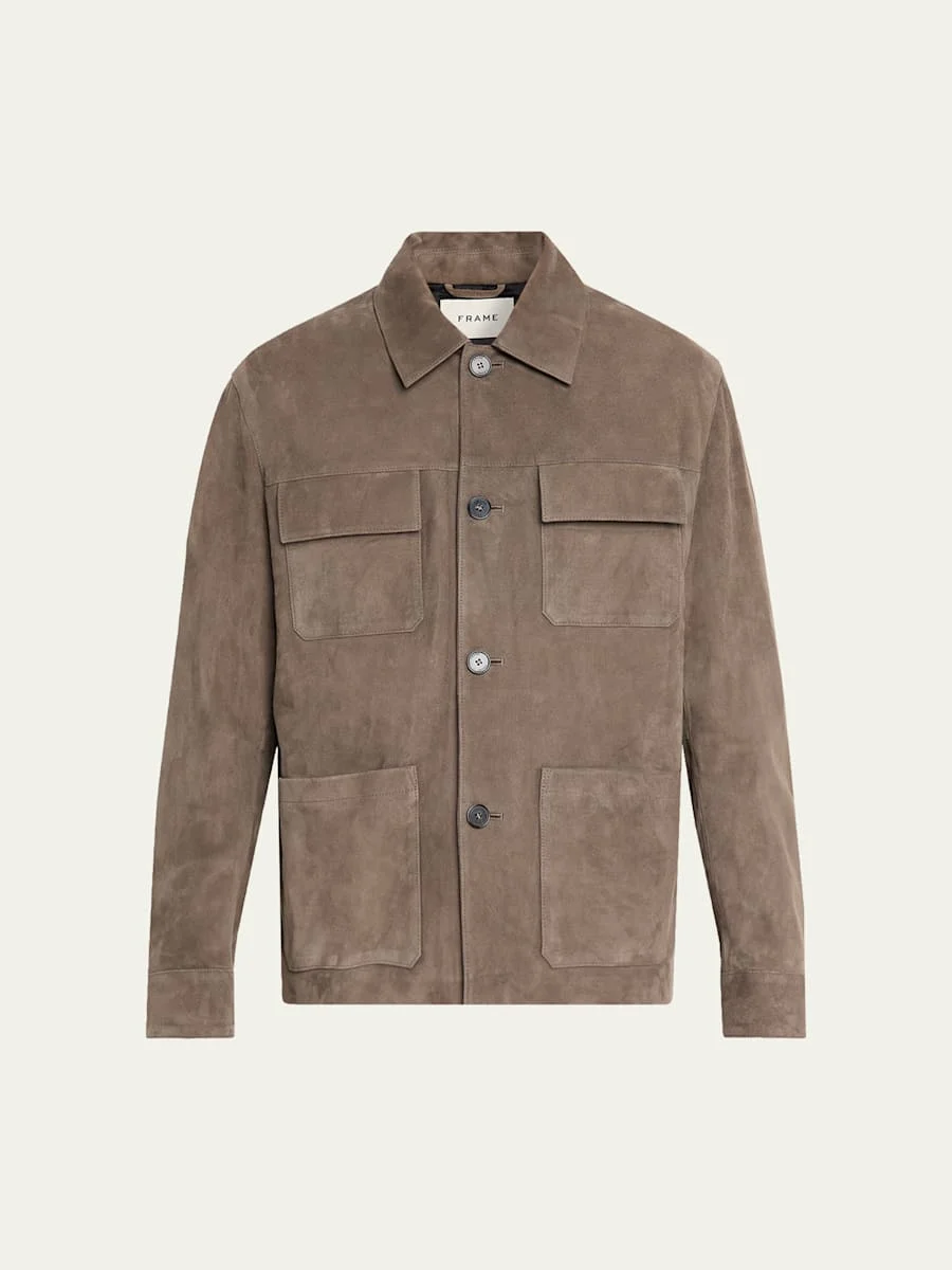 Men's Taupe Suede Chore Coat - 1