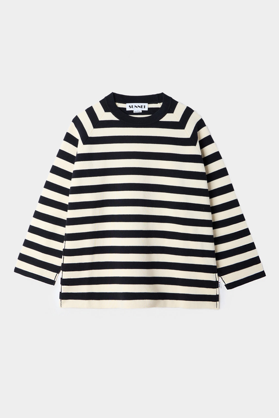KNITTED LONGSLEEVE TSHIRT / dark blue & white - 2
