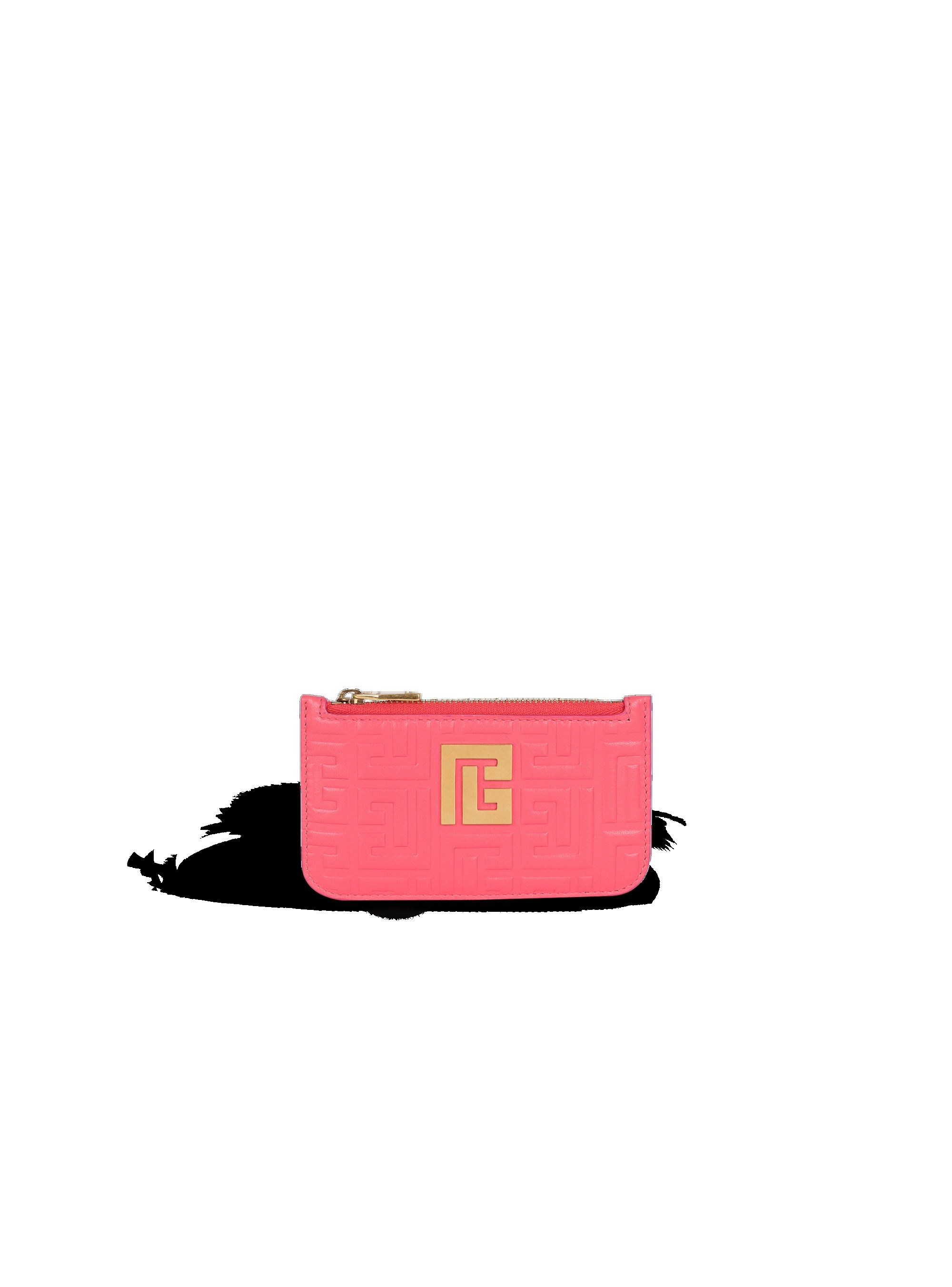 Debossed leather card holder with Balmain monogram - 1