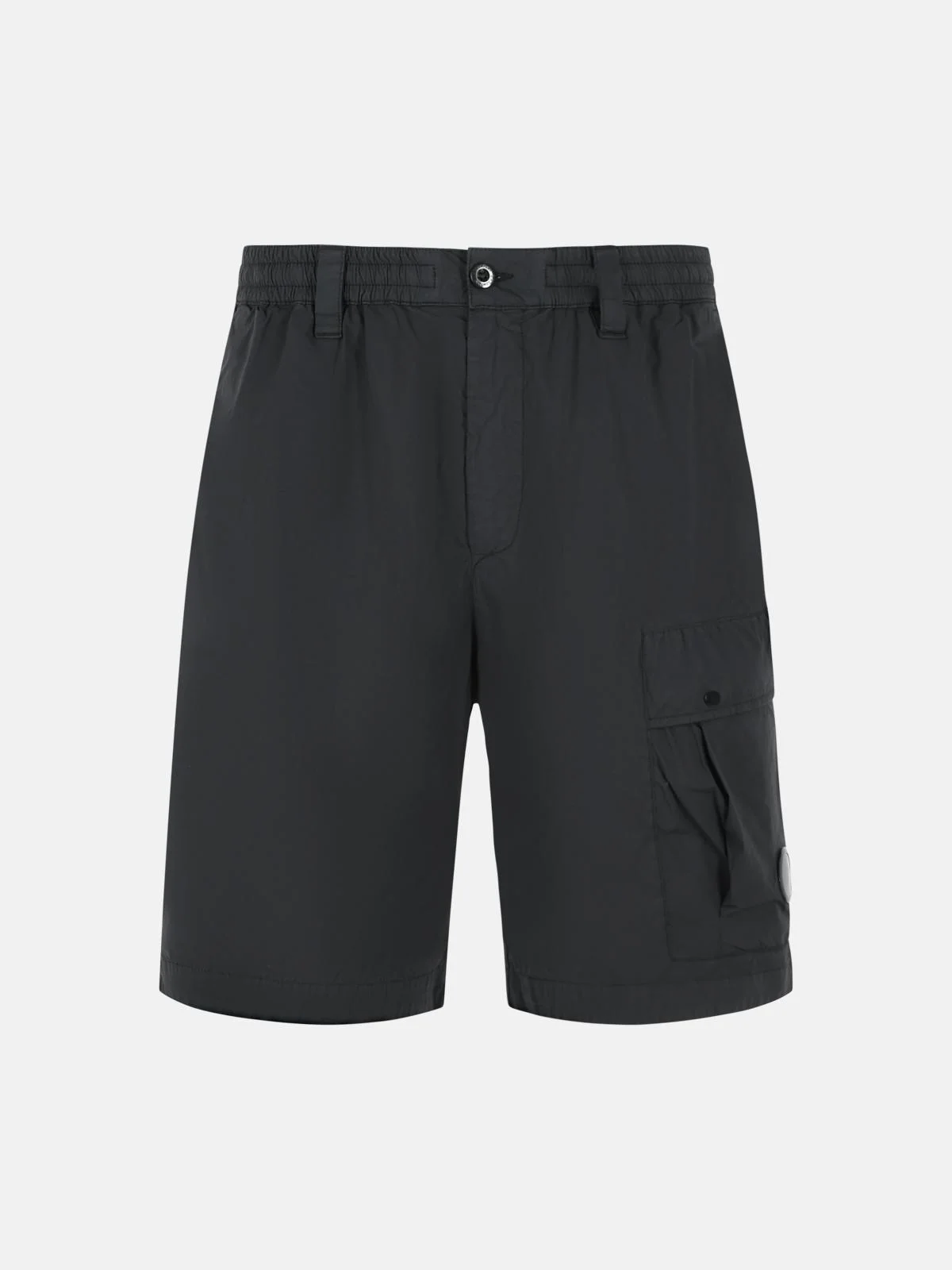 BLACK COTTON AND NYLON SHORTS - 1