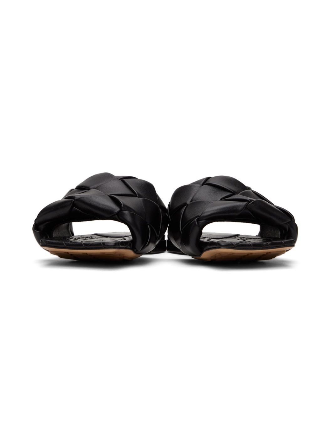 Black Intrecciato Lido Flat Sandals - 2
