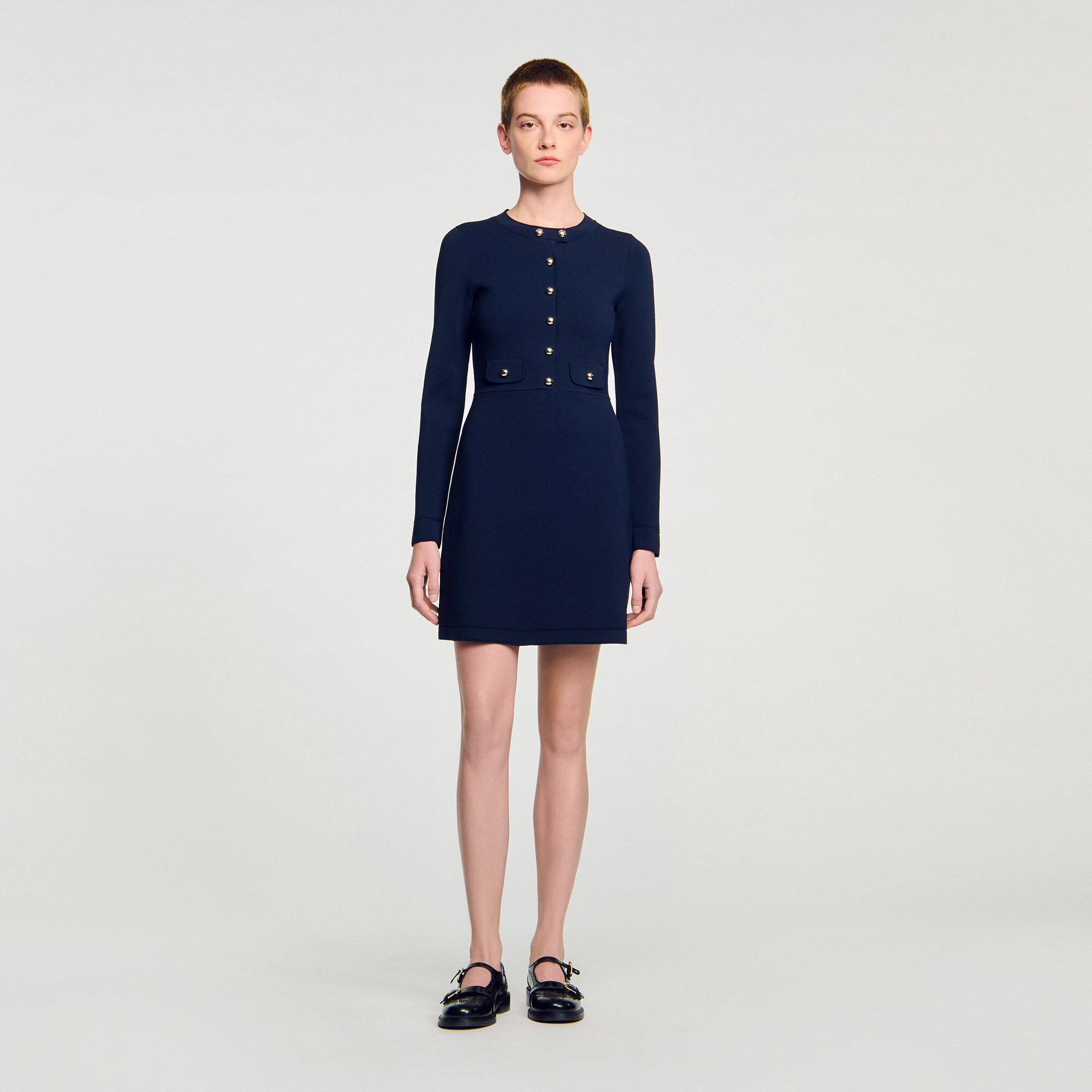 MINI BUTTON-UP KNIT DRESS - 6