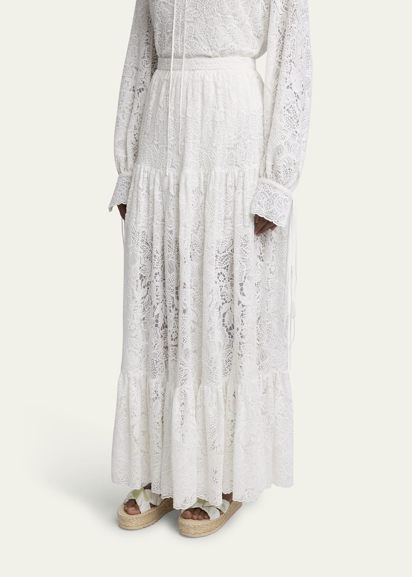Tiered Floral Lace Skirt - 4