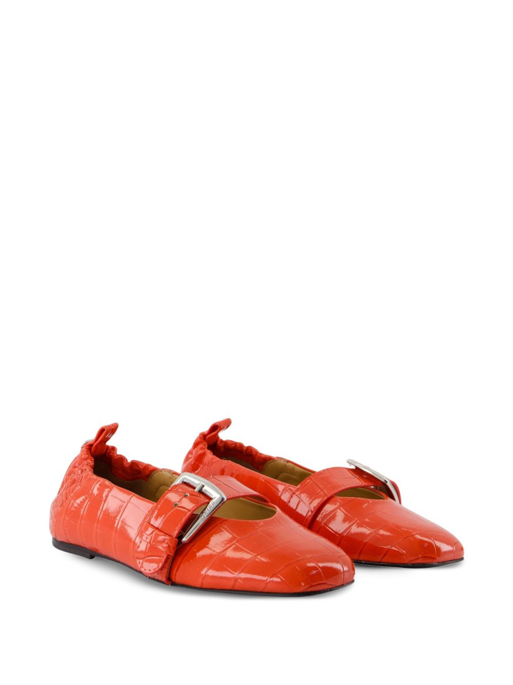 crocodile-effect buckle ballet flats - 2