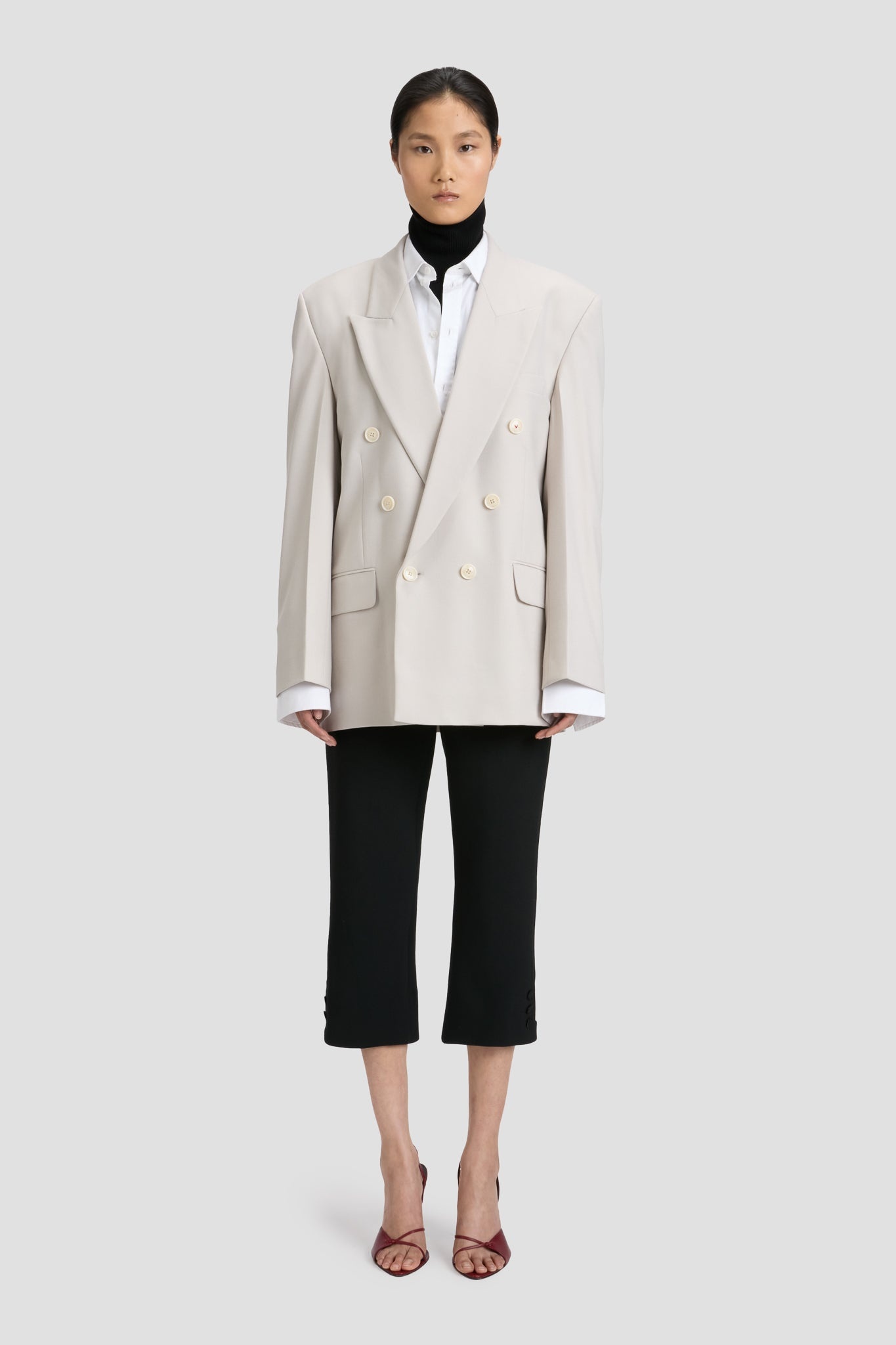 Relaxed Double Breasted Jacket In Pumice - 2