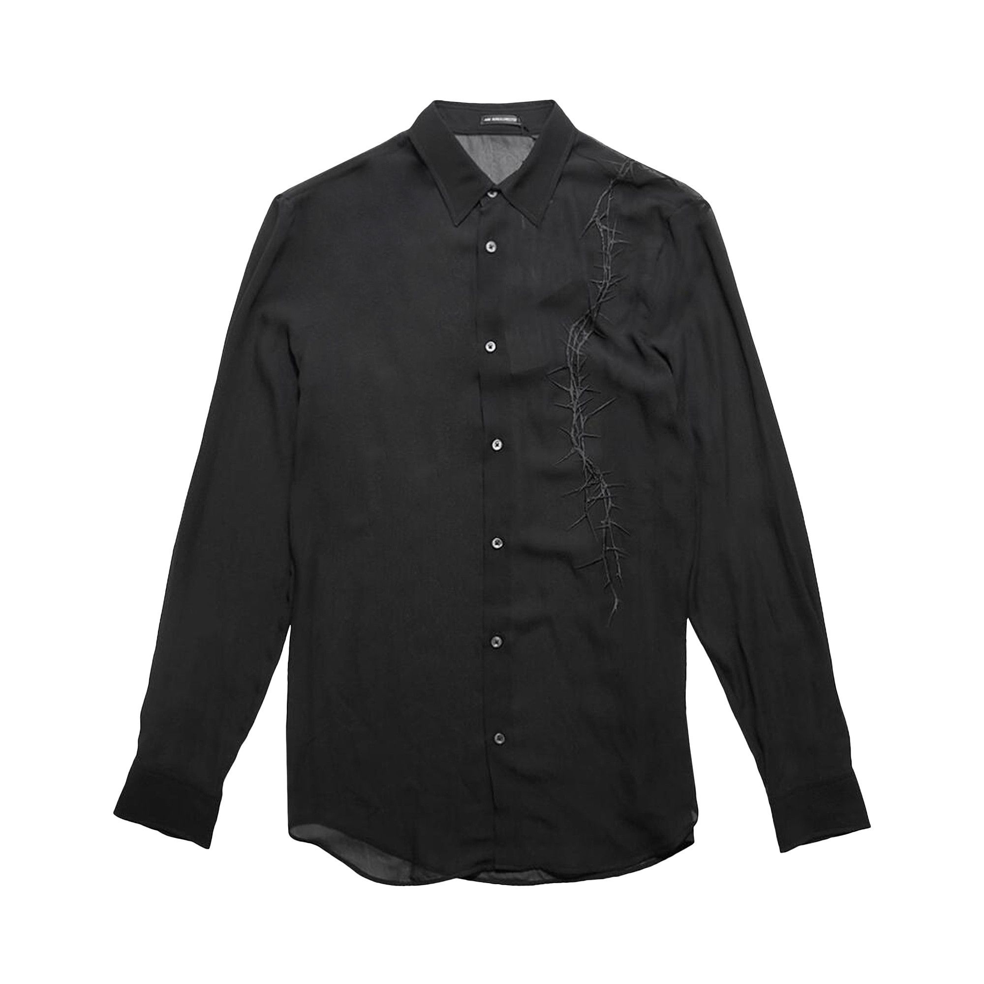 Ann Demeulemeester Korneel Standard Fit Shirt With Thorns Embroidery 'Black' - 1