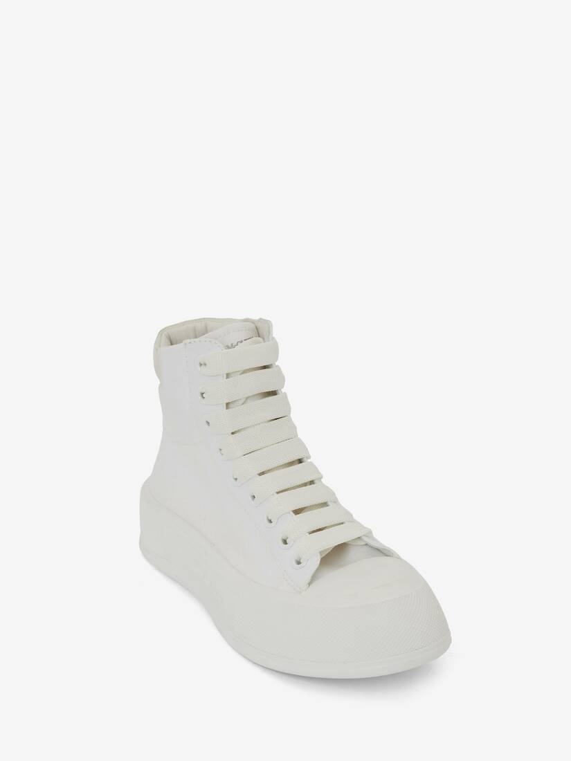 High-top Deck Plimsoll  in Optical White - 2